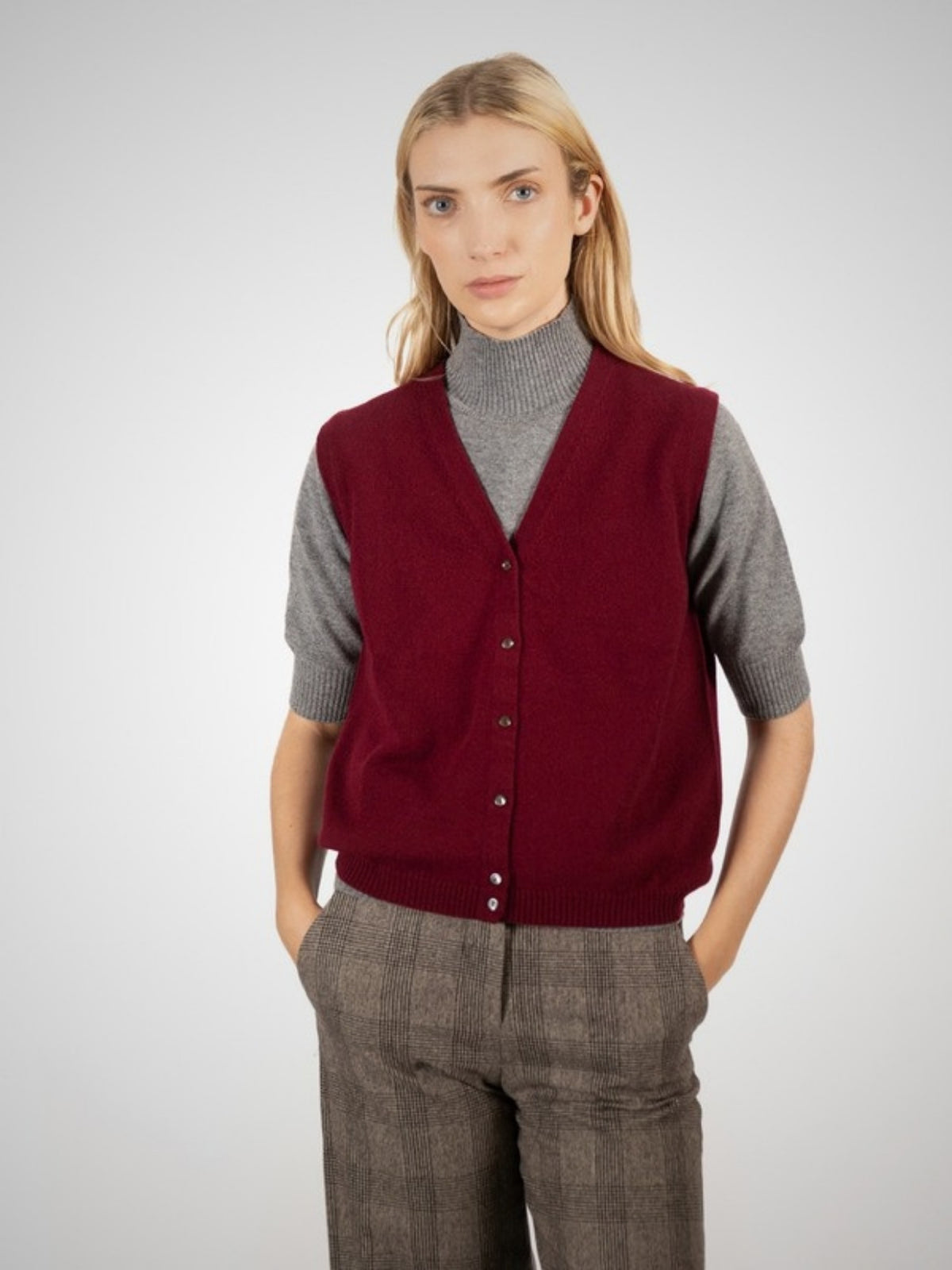 Brooklyn Cashmere Vee Neck Gilet (in Barolo) – Hawico Scotland