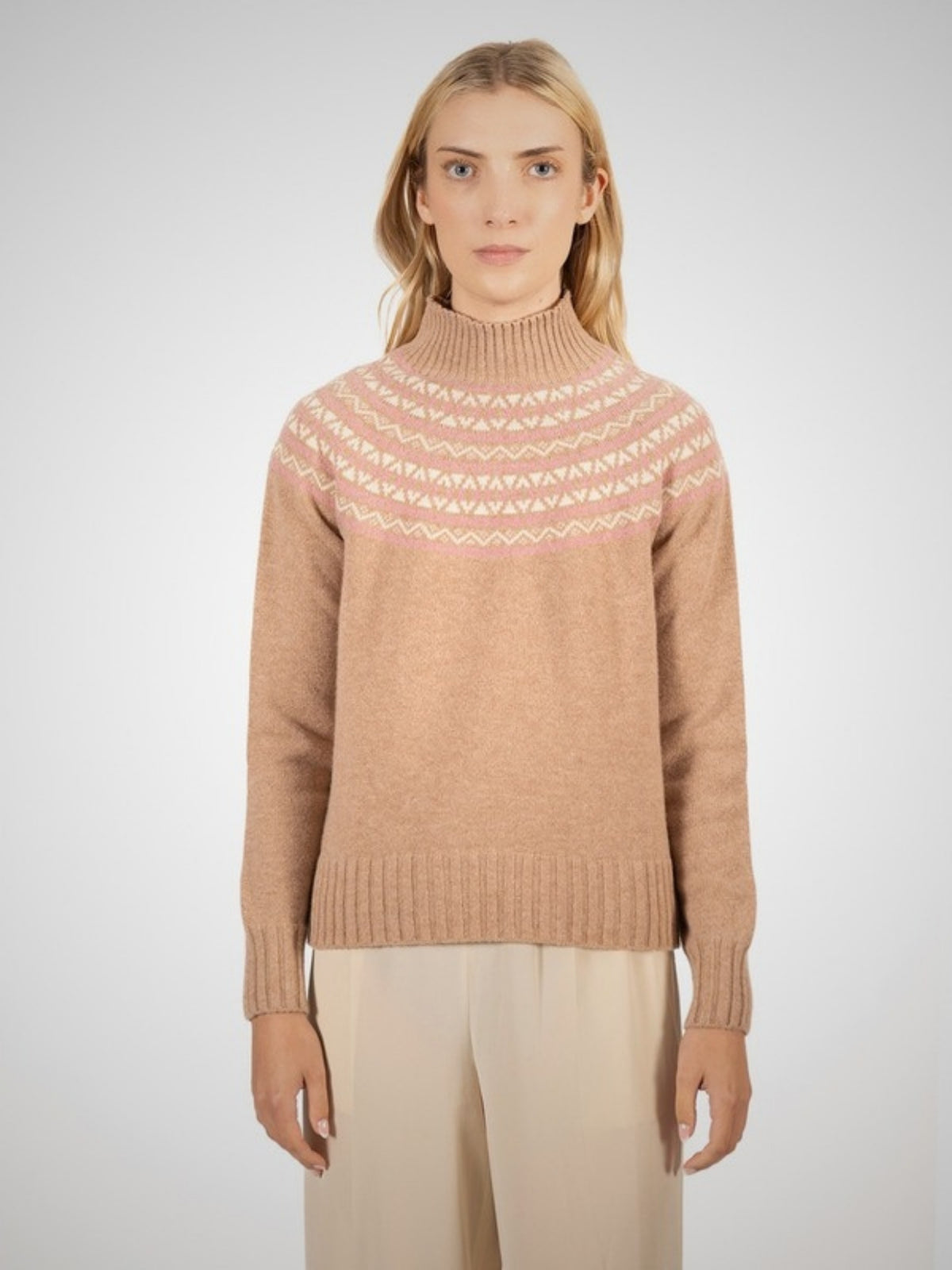 Hearthmoor Women's Fair Isle Cashmere Turtle Neck (in Taupe) – Hawico Scotland