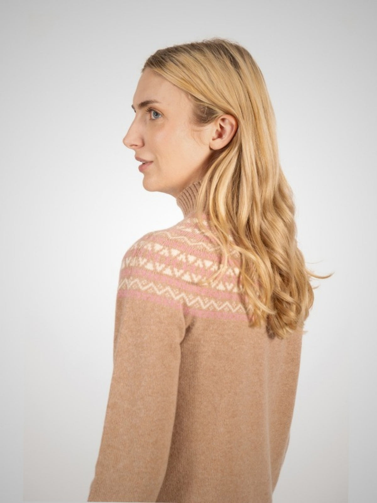 Hearthmoor Women's Fair Isle Cashmere Turtle Neck (in Taupe) – Hawico Scotland