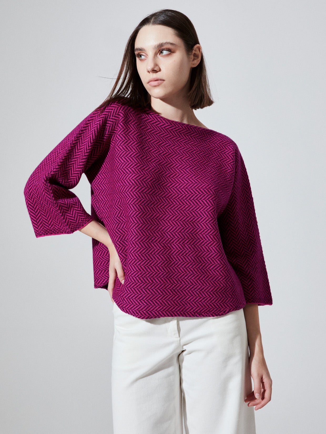 Hamble 3/4 Sleeve Herringbone Top image 1