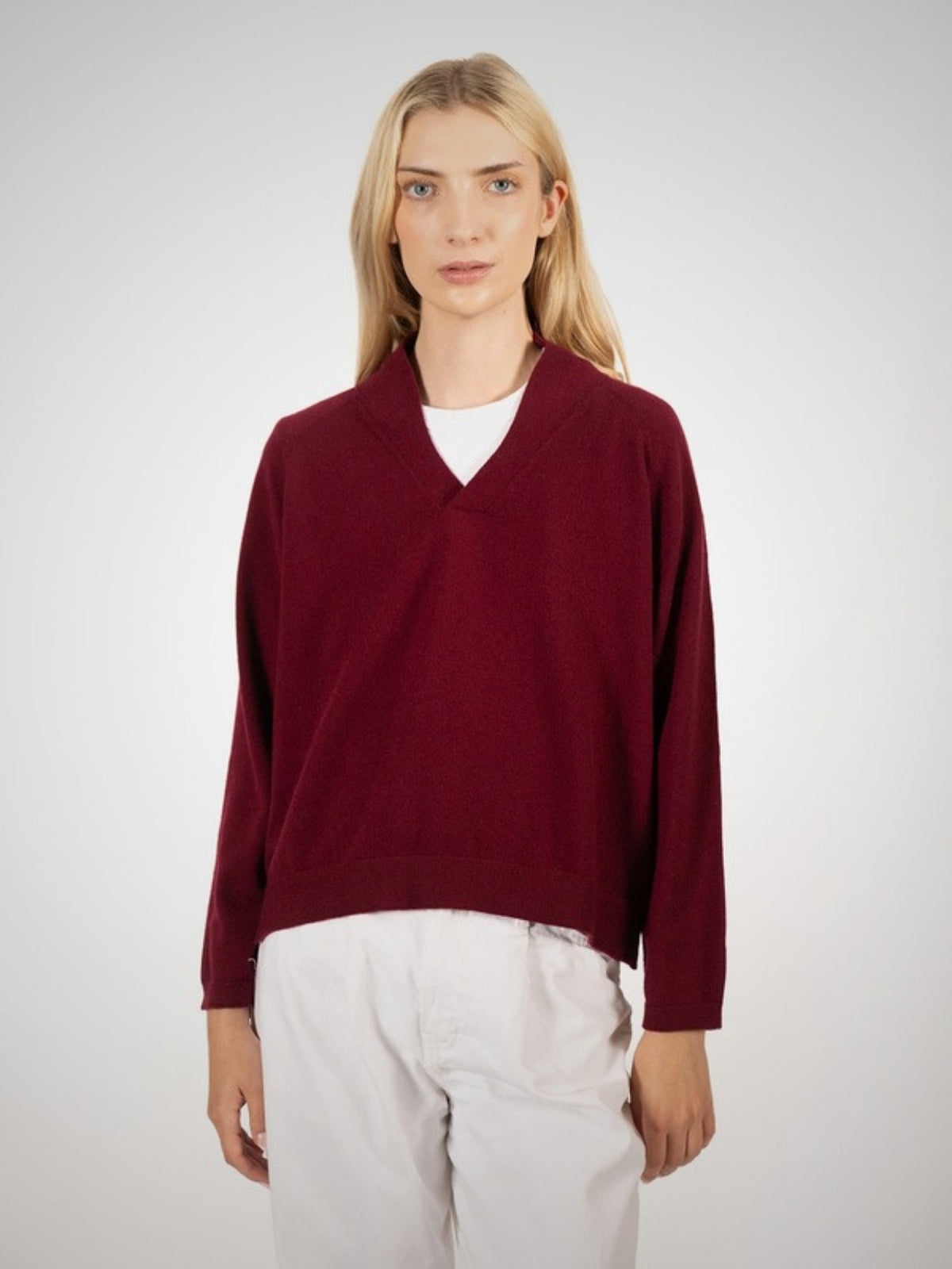 Aarti Cashmere Shawl Collar Jumper (in Barolo) – Hawico Scotland