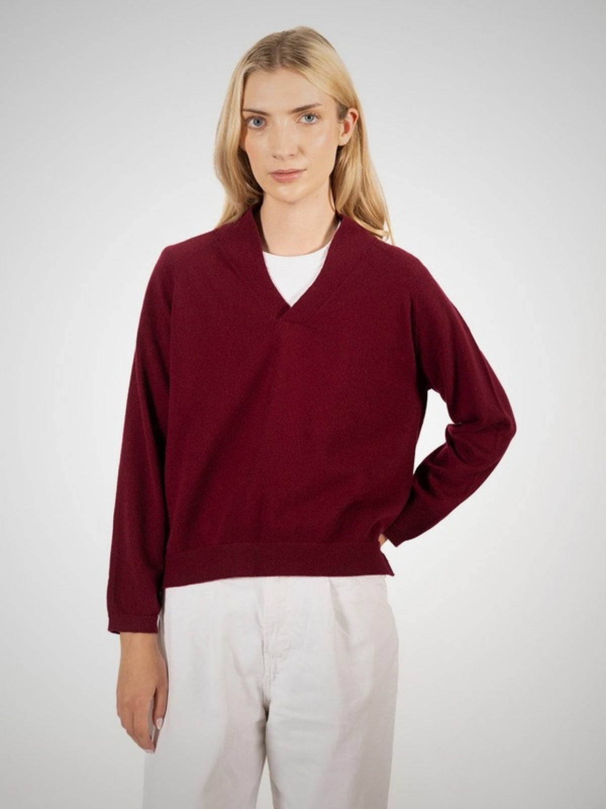 Aarti Cashmere Shawl Collar Jumper (in Barolo) – Hawico Scotland