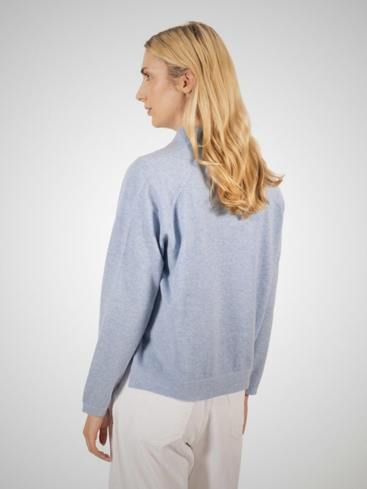 Aarti Cashmere Shawl Collar Jumper (in Stonewash) – Hawico Scotland