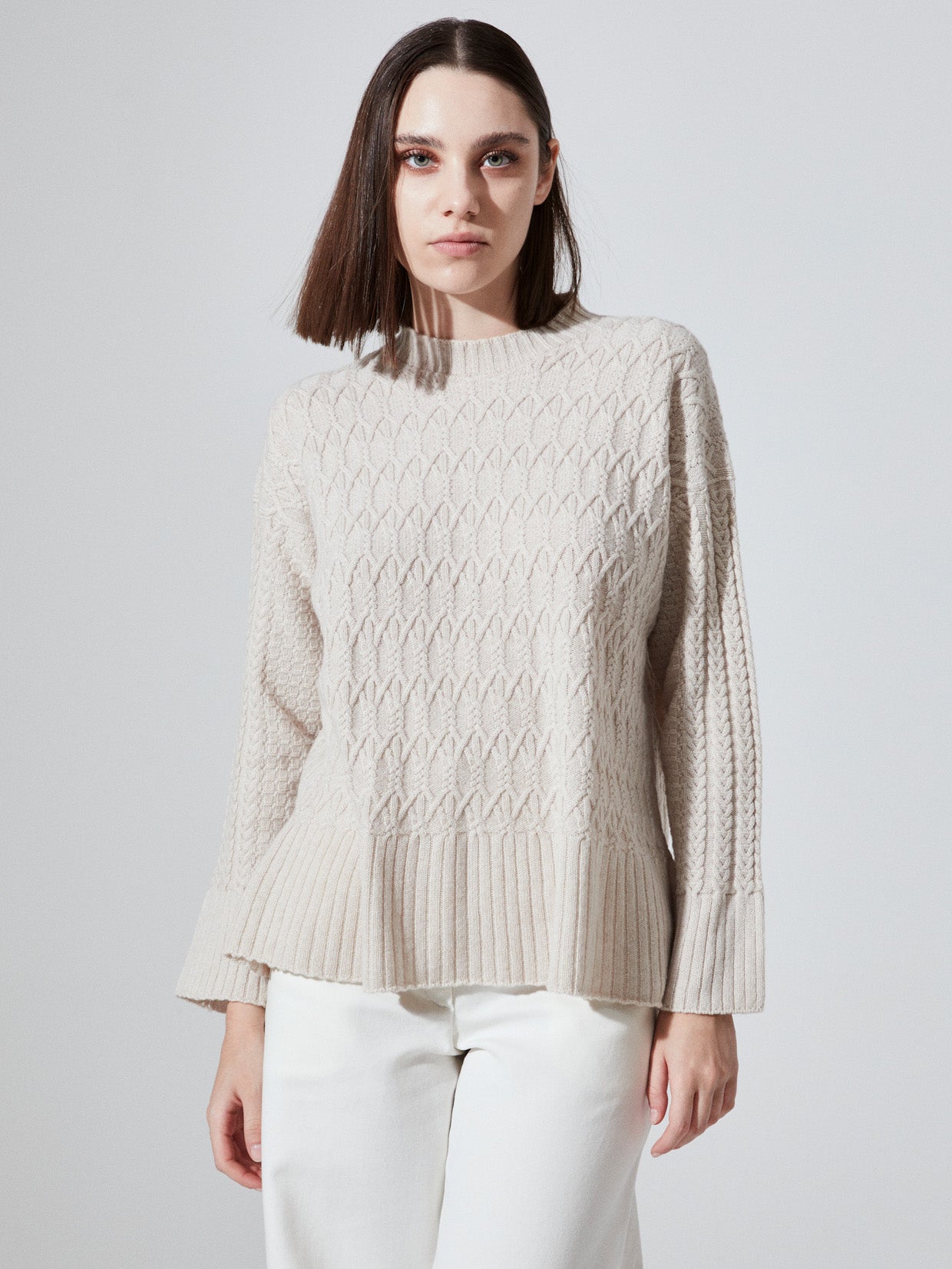 Heart Cable Jumper - Swansdown, L image
