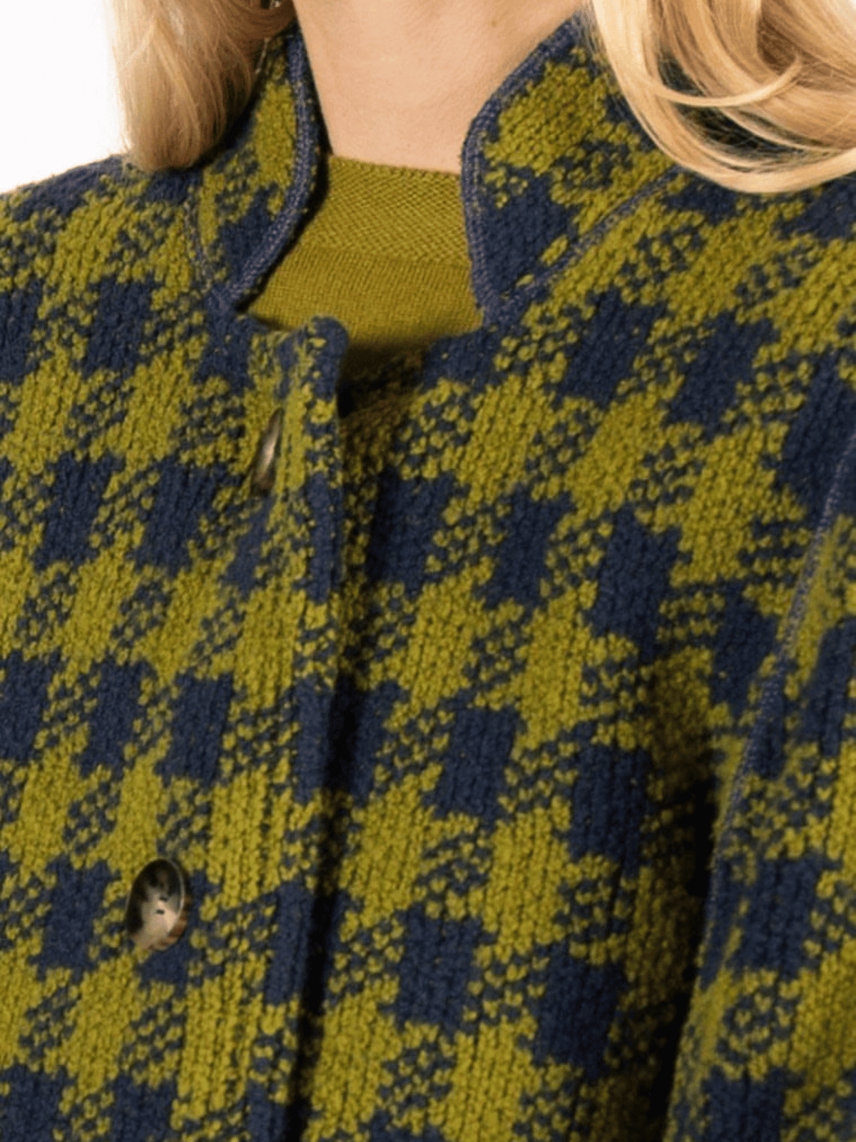 Eldrid Women's Wool Boucle Check Swing Coat (in Olive/Navy) – Hawico Scotland