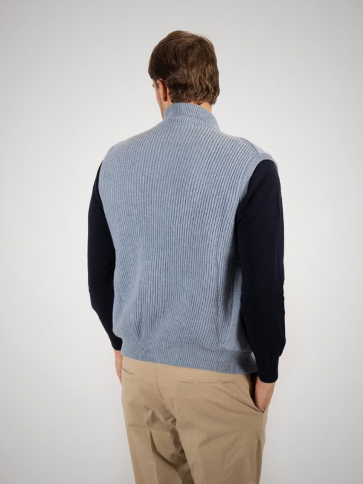 Matsue Men's Tailored Cashmere Gilet (in Pale Denim) – Hawico Scotland
