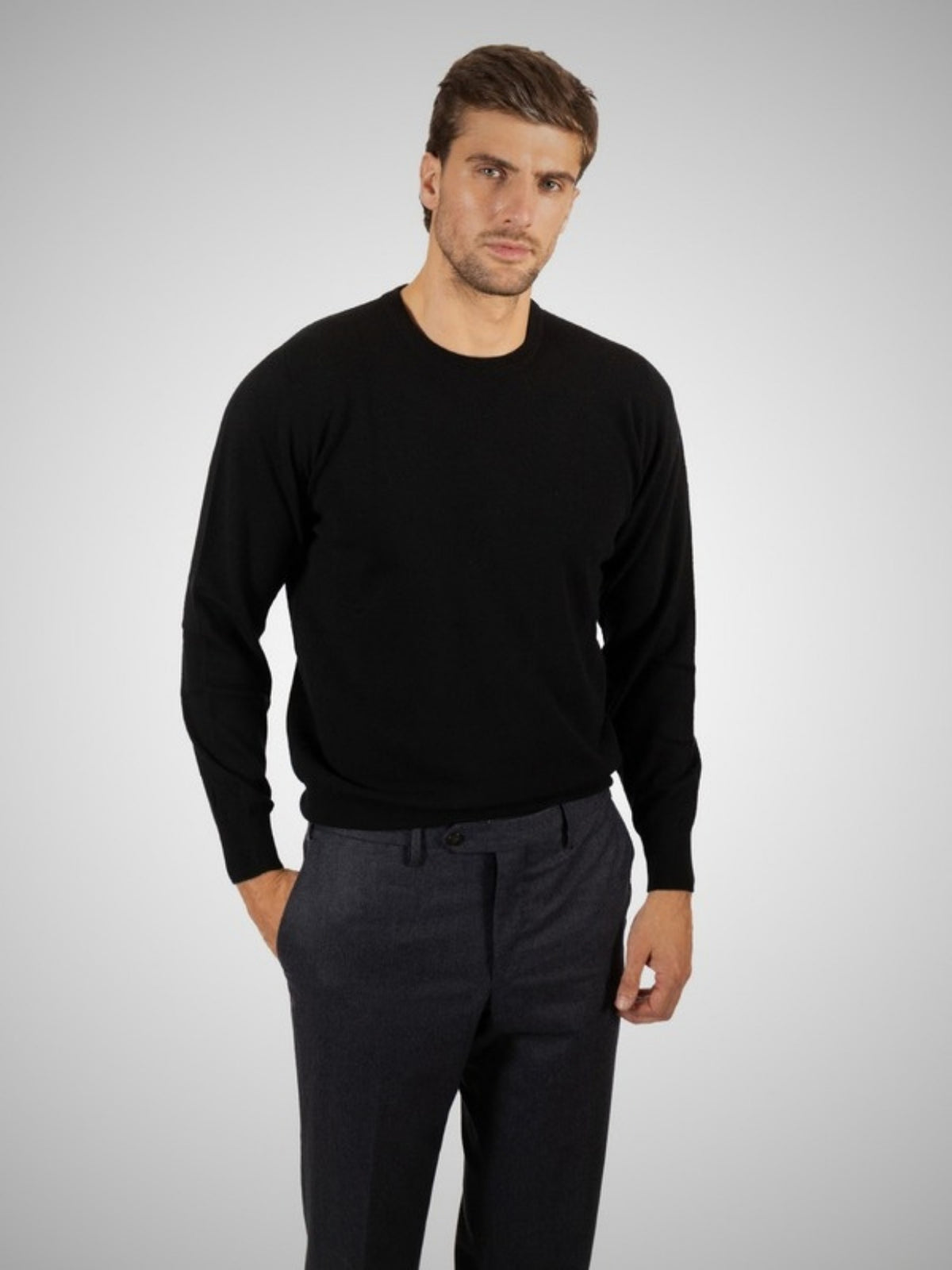 Penryn Men's Classic Cashmere Crew Neck Jumper (in Black) – Hawico Scotland